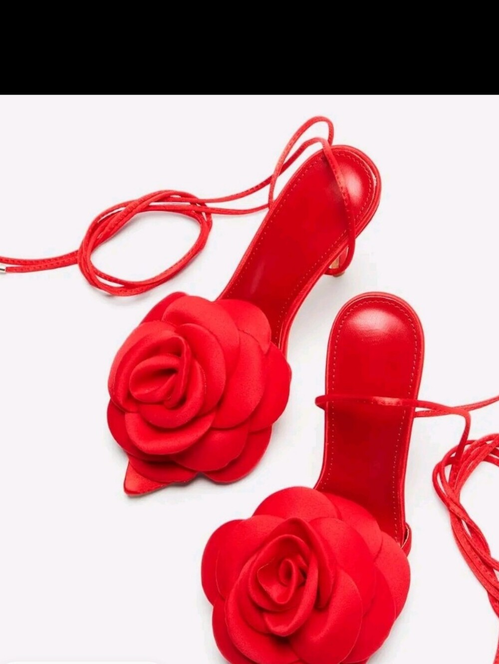 Love Is Blooming 🌹Fashion Nova Red Rose Lace-Up Heeled Sandals